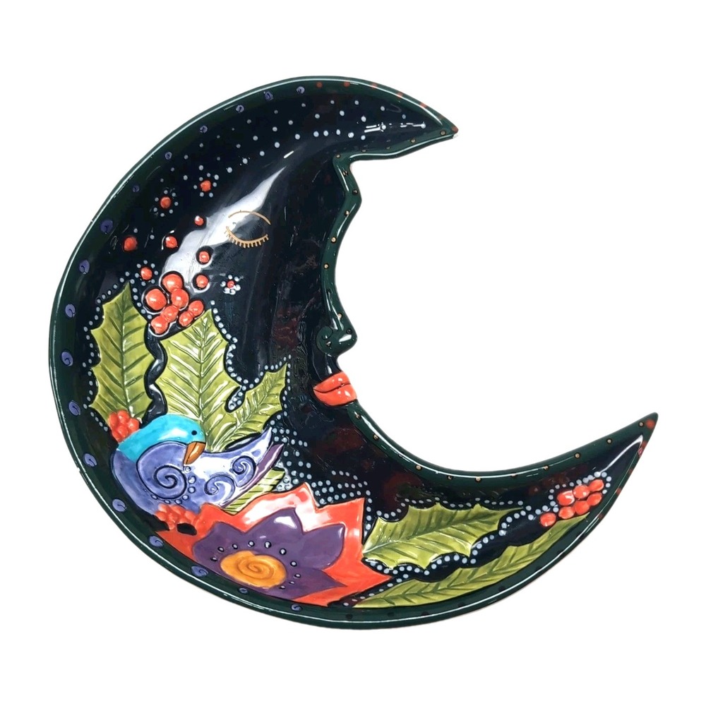 Vtg Ganz Bella Casa Crescent Moon Face Serving Bowl Christmas Whimsical AS IS